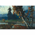 Oskar Mulley. Autumnal river landscape with birches - Now at the auction