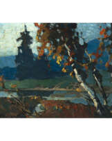Oskar Mulley. Herbstliche Flusslandschaft mit Birken