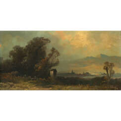 Oskar Mulley. Autumnal landscape with wayside cross