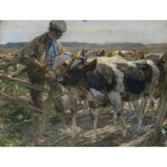 Heinrich von Zügel. Drover with cattle at the gate