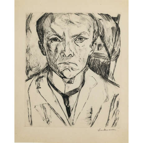 Max Beckmann. Self-portrait from the front, house gable in the background. Circa 1918 - photo 2