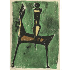 Marino Marini. Cavalier fond vert. 1957