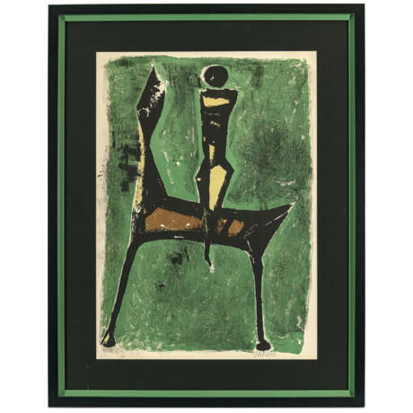 Marino Marini. Cavalier fond vert. 1957 - Foto 2