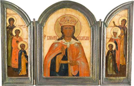 A LARGE TRIPTYCH SHOWING ST. BARBARA AND SELECTED SAINTS - photo 1