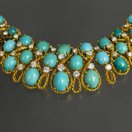 Collier en or avec diamants et turquoise Gold 21th century - Foto 2