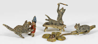 Three Miniature Cat Figurines