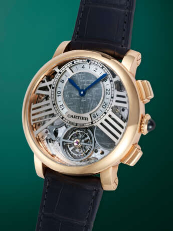 CARTIER, ROTONDE DE CARTIER EARTH AND MOON, AN EXTREMELY RARE LIMITED EDITION GOLD TOURBILLON WRISTWATCH WITH ON-DEMAND METEORITE MOONPHASE DISPLAY - photo 2