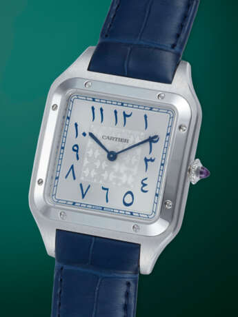 CARTIER SANTOS DUMONT XL, A FINE PLATINUM WRISTWATCH WITH EASTERN ARABIC NUMERALS - photo 2