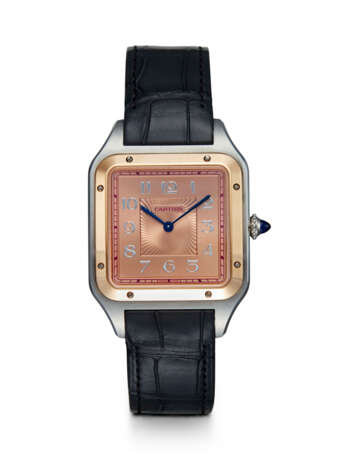 CARTIER, SANTOS DUMONT XL, A FINE STEEL AND GOLD MANUAL-WINDING WRISTWATCH - photo 1