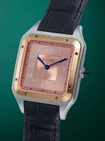 CARTIER, SANTOS DUMONT XL, A FINE STEEL AND GOLD MANUAL-WINDING WRISTWATCH - photo 2