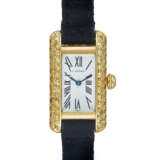 CARTIER TANK, A RARE AND ATTRACTIVE GOLD AND YELLOW SAPPHIRE-SET MANUAL WINDING WRISTWATCH - photo 1