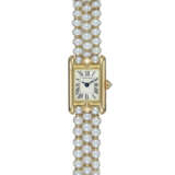 CARTIER, TANK LOUIS REF. 1360 1, AN ATTRACTIVE GOLD QUARTZ WRISTWATCH WITH PEARL AND GOLD BRACELET - photo 1