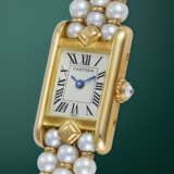 CARTIER, TANK LOUIS REF. 1360 1, AN ATTRACTIVE GOLD QUARTZ WRISTWATCH WITH PEARL AND GOLD BRACELET - photo 2