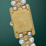 CARTIER, TANK LOUIS REF. 1360 1, AN ATTRACTIVE GOLD QUARTZ WRISTWATCH WITH PEARL AND GOLD BRACELET - photo 3