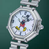 GERALD GENTA, A SET OF TWO (HIS AND HERS) OCTAGONAL STAINLESS STEEL WRISTWATCHES WITH MOTHER OF PEARL DIALS FEATURING MINNIE AND MICKEY MOUSE - photo 2