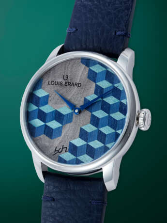 LOUIS ERARD, A STAINLESS STEEL LIMITED EDITION AUTOMATIC WRISTWATCH WITH WOOD MARQUETRY DIAL - фото 2