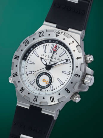 BULGARI, DIAGONO PROFESSIONAL GMT, AN ATTRACTIVE STAINLESS STEEL AUTOMATIC TRIPLE TIME ZONE WRISTWATCH - фото 2