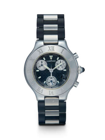 CARTIER, MUST 21, A STAINLESS STEEL QUARTZ CHRONOGRAPH WRISTWATCH - фото 1