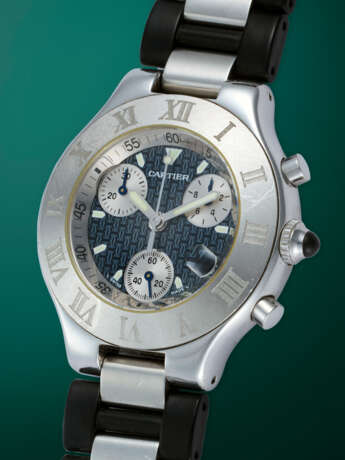 CARTIER, MUST 21, A STAINLESS STEEL QUARTZ CHRONOGRAPH WRISTWATCH - фото 2