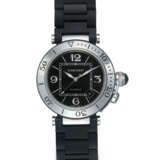 CARTIER, PASHA REF. 2790, A STEEL AUTOMATIC WRISTWATCH WITH BLACK RUBBERISED STEEL BRACELET - фото 1