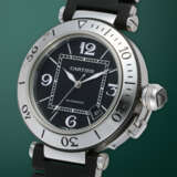 CARTIER, PASHA REF. 2790, A STEEL AUTOMATIC WRISTWATCH WITH BLACK RUBBERISED STEEL BRACELET - фото 2