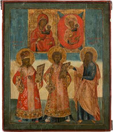 AN ICON SHOWING TWO IMAGES OF THE MOTHER AND THREE SELECTED SAINTS - Foto 1
