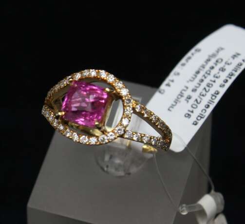 Bague en or blanc avec diamants et rubis Or Other style 21th century - photo 2