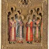 A FINE ICON SHOWING A SELECTION OF TEN PATRON SAINTS WITH RIZA - photo 1