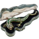 ANTIQUE DIAMOND, COLORED DIAMOND, EMERALD AND MULTI-GEM SALAMANDER BROOCH - Foto 4