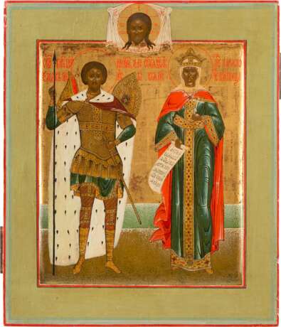 A FINE ICON SHOWING ST. NIKITA AND ST. PARASKEVA - Foto 1