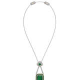 EMERALD, DIAMOND AND PEARL PENDANT-NECKLACE - фото 1