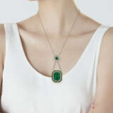 EMERALD, DIAMOND AND PEARL PENDANT-NECKLACE - фото 2