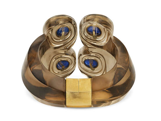 SUZANNE BELPERRON SMOKY QUARTZ AND SAPPHIRE BANGLE BRACELET - photo 3