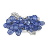 CARTIER ART DECO SAPPHIRE AND DIAMOND CLIP-BROOCH COMBINATION CUFF BRACELET - photo 4