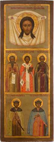 A LARGE ICON SHOWING THE MANDYLION AND SELECTED SAINTS INCLUDING STS. BORIS AND GLEB - Foto 1