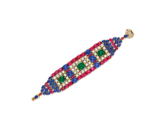 AN EXTRAORDINARY BULGARI MULTI-GEM AND DIAMOND `KILIM` BRACELET - photo 1