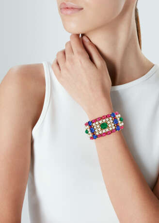 AN EXTRAORDINARY BULGARI MULTI-GEM AND DIAMOND `KILIM` BRACELET - photo 2