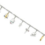 CARTIER ART DECO DIAMOND AND MULTI-GEM CHARM BRACELET - photo 3