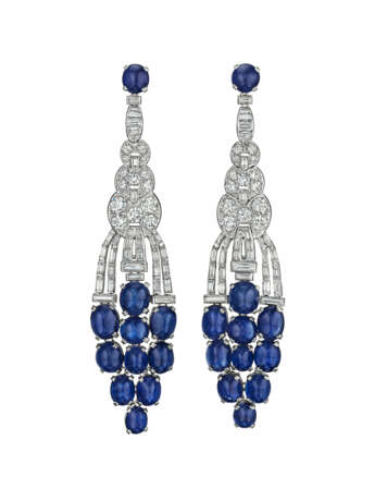 ART DECO SAPPHIRE AND DIAMOND EARRINGS - photo 1