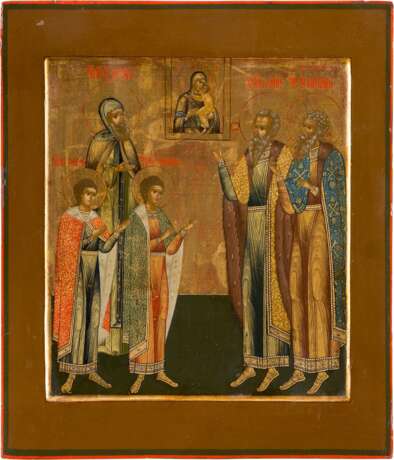 AN ICON SHOWING THE MOTHER OF GOD OF TOLGA AND FIVE SELECTED SAINTS - фото 1