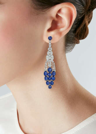 ART DECO SAPPHIRE AND DIAMOND EARRINGS - photo 2