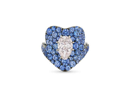 JAR COLORED DIAMOND AND SAPPHIRE `BONNET` RING - Foto 5