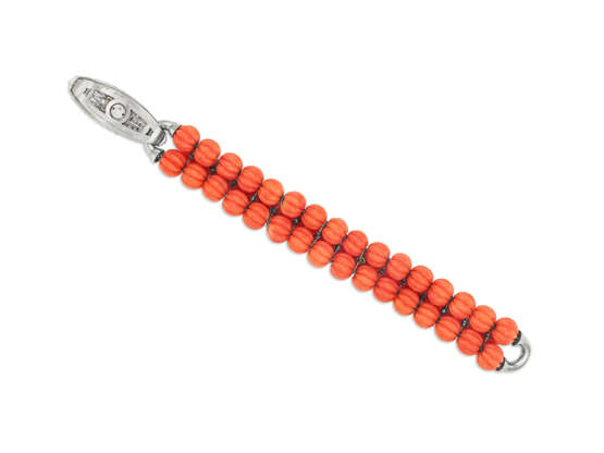 AN IMPORTANT CARTIER ART DECO DIAMOND AND CORAL BRACELET - фото 3