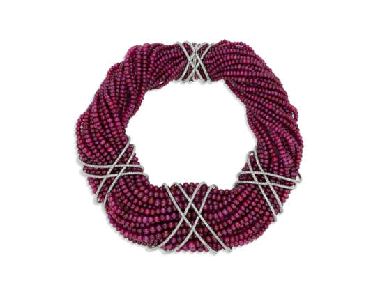 A RARE JAR RUBY AND DIAMOND TORSADE NECKLACE - фото 1