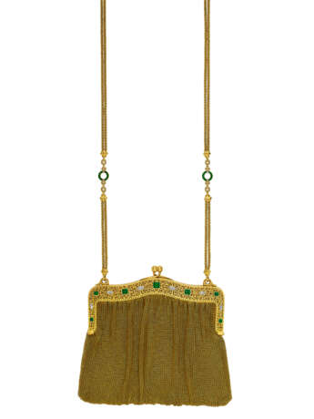 ANTIQUE EMERALD AND DIAMOND EVENING BAG - Foto 1