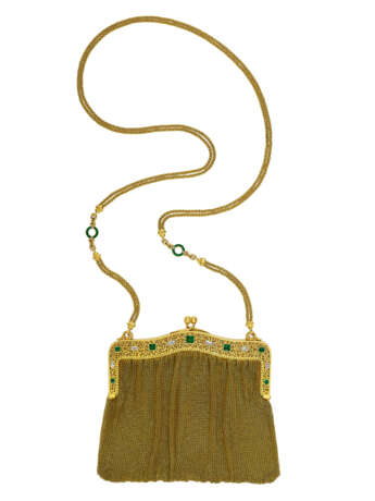 ANTIQUE EMERALD AND DIAMOND EVENING BAG - Foto 3