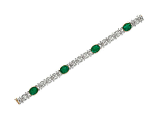 TIFFANY & CO. ANTIQUE EMERALD AND DIAMOND BRACELET - фото 1