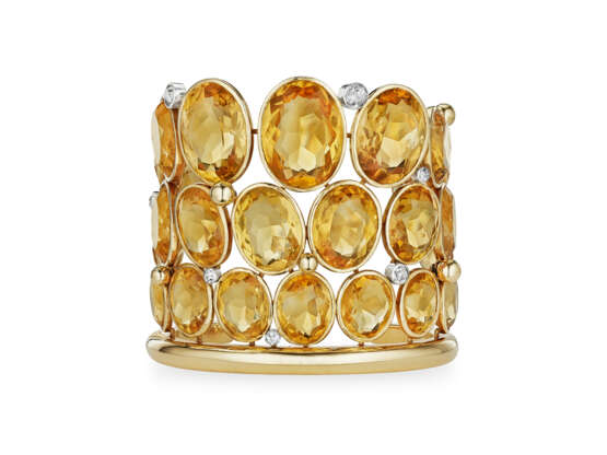 SUZANNE BELPERRON CITRINE, DIAMOND AND GOLD `EVENTAIL` CUFF BRACELET - photo 4