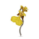 TIFFANY & CO., PAULDING FARNHAM ANTIQUE ENAMEL AND DIAMOND ORCHID BROOCH - photo 1