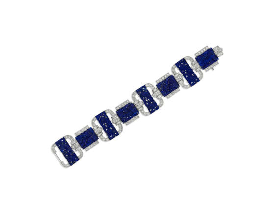 BLACK, STARR & FROST ART DECO LAPIS LAZULI AND DIAMOND BRACELET - photo 1